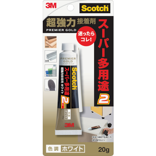 【TRUSCO】３Ｍ　スコッチ　超強力接着剤　プレミアゴールド　スーパー多用途２　２０ｇ　ホワイト